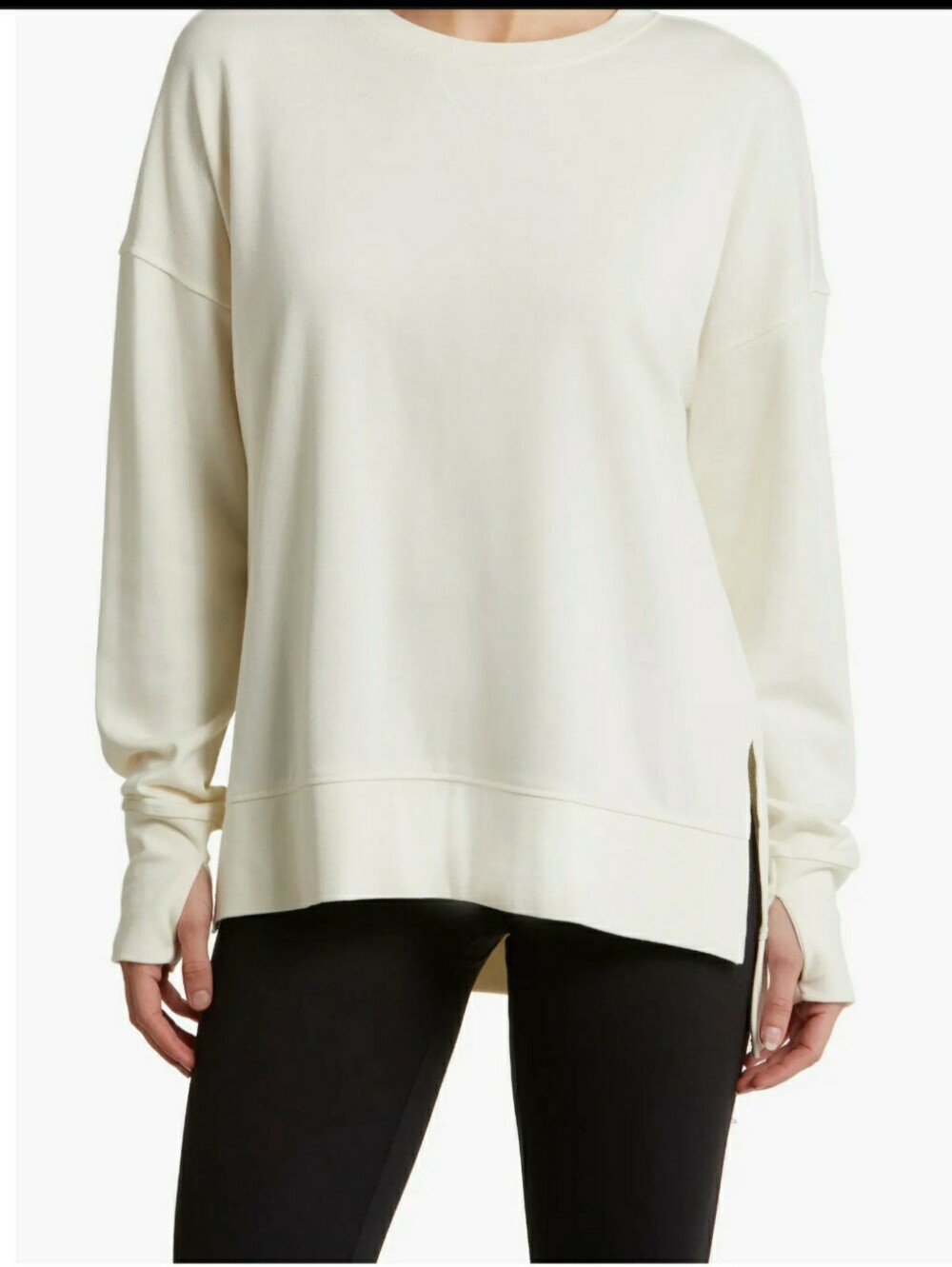 Sweaty Betty After Class Cream Pullover Sweatshirt Size 6 Oversized Small